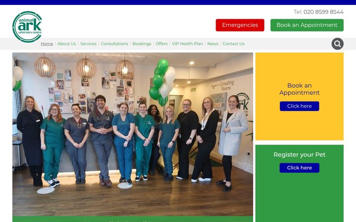 Screenshot of animalarkvets.co.uk