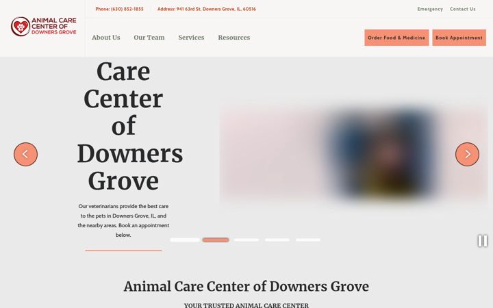 Screenshot of animalcarecenterofdownersgrove.com
