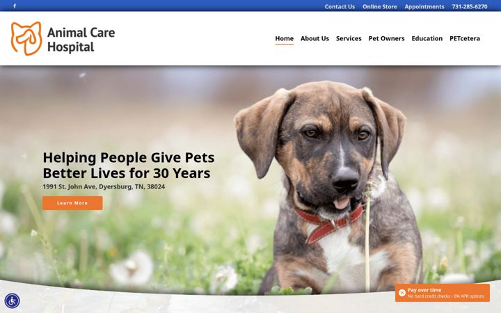 Skärmbild av animalcarehospital.com
