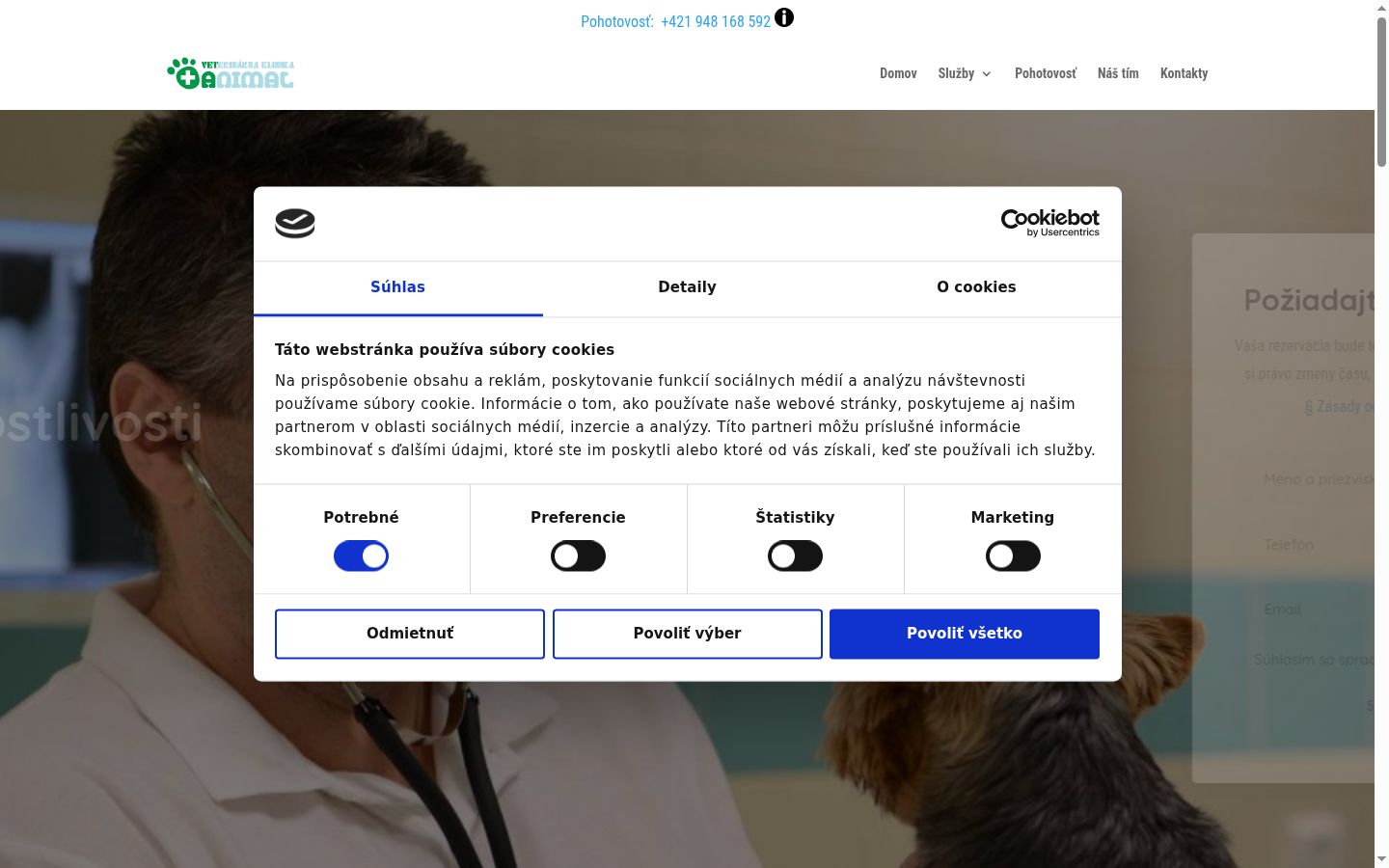 Screenshot del banner di consenso mostrato prima di qualsiasi interazione