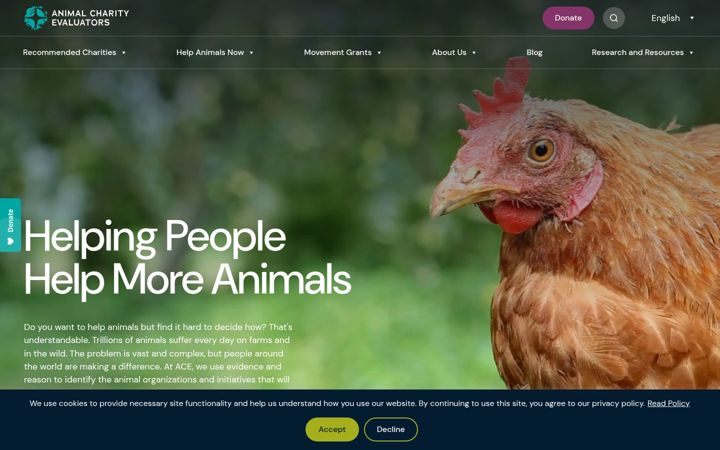 Zrzut ekranu animalcharityevaluators.org