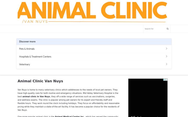 Skærmbillede af animalclinicvannuys.com