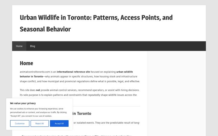 Screenshot of animalcontroltoronto.com