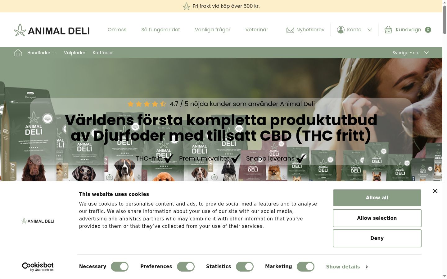 Skærmbillede af samtykkebanneret, som det blev vist før nogen interaktion