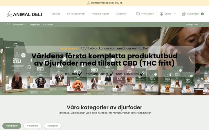 Skærmbillede af animaldeli.com