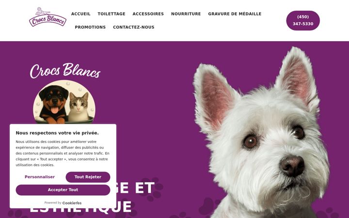 Screenshot of animaleriecrocsblancs.com