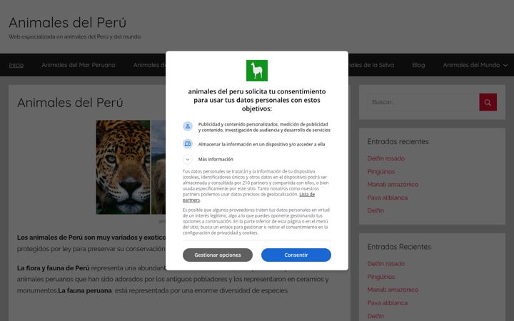 Screenshot of animalesdelperu.com