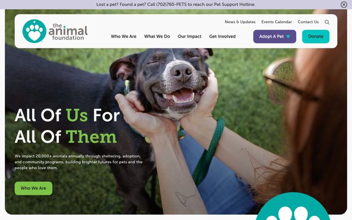 Captura de pantalla de animalfoundation.com