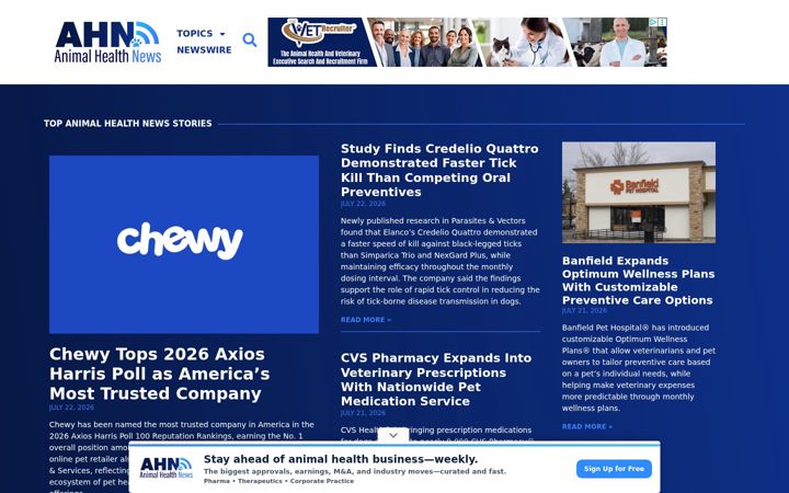 Screenshot of animalhealthnews.com