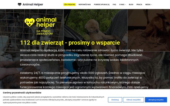 Snímek obrazovky animalhelper.pl