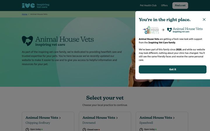 Screenshot of animalhousevets.com