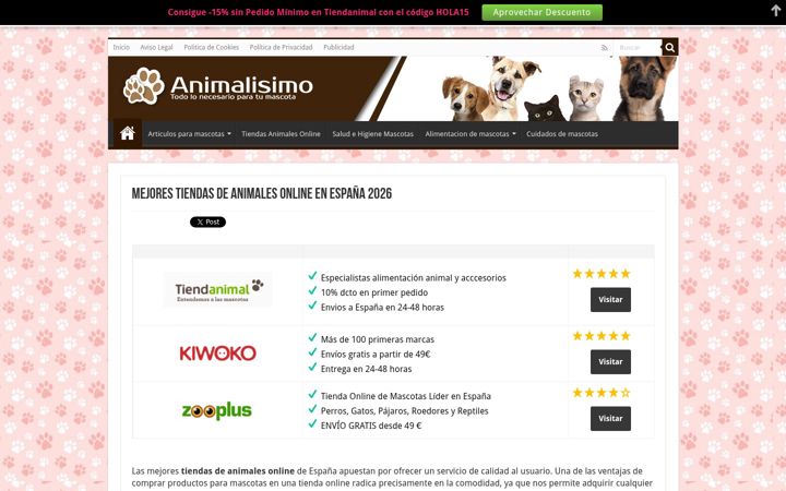 Skærmbillede af animalisimo.com