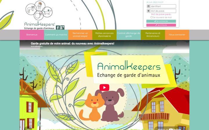 Screenshot van animalkeepers.fr