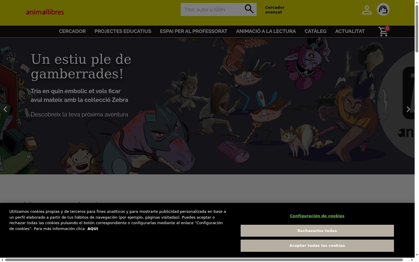 Screenshot des Einwilligungsbanners vor jeglicher Interaktion