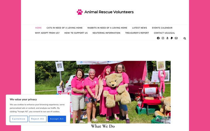 Screenshot of animalrescuevolunteers.com