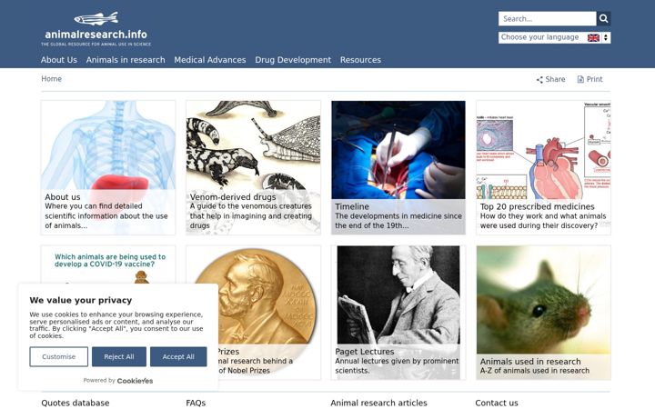 Screenshot of animalresearch.info