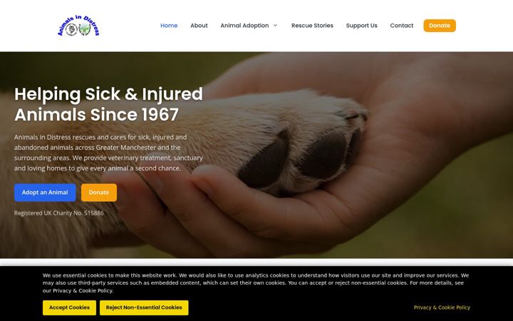 Screenshot of animals-in-distress.co.uk