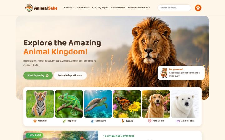 Screenshot of animalsake.com