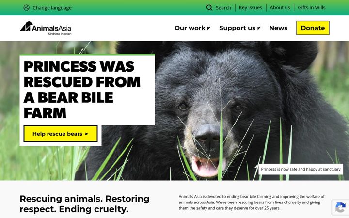 Екранна снимка на animalsasia.org