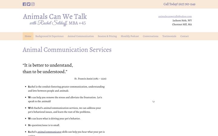 Ekraanipilt saidist animalscanwetalk.com
