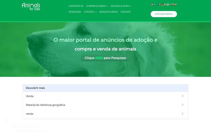Captura de pantalla de animalsforsale.com.br