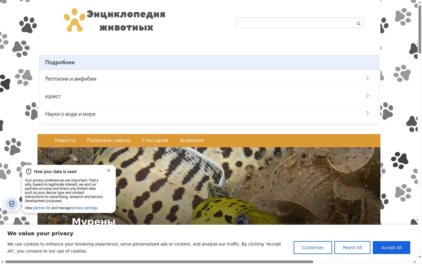 Captura de pantalla del banner de consentimiento mostrado antes de cualquier interacción