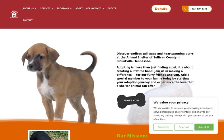 Screenshot stránky animalshelter-sullivancounty.org