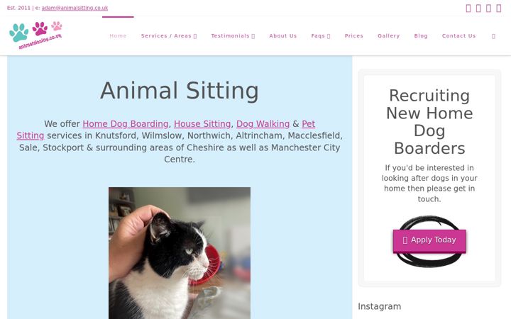 Ekrānuzņēmums no animalsitting.co.uk