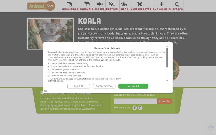 Screenshot ta' animalspot.net