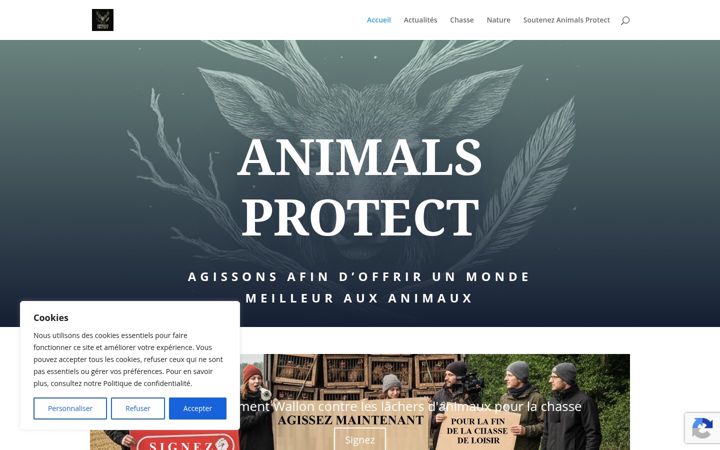 Captură de ecran a animalsprotect.org