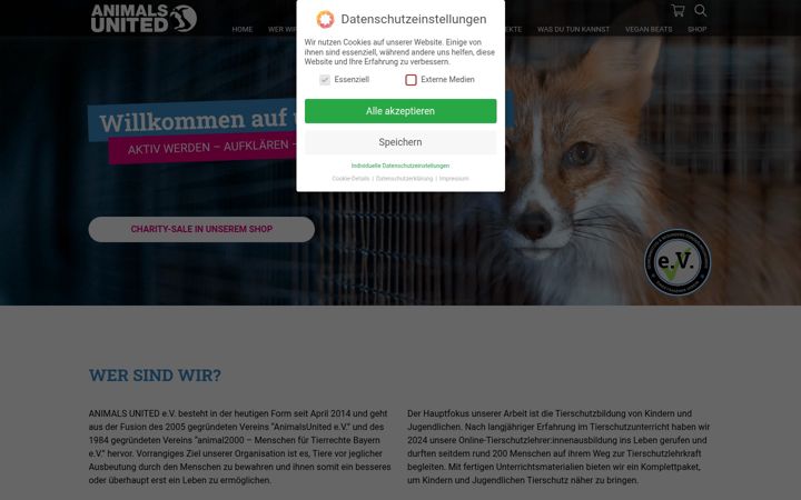 Ekrānuzņēmums no animalsunited.de