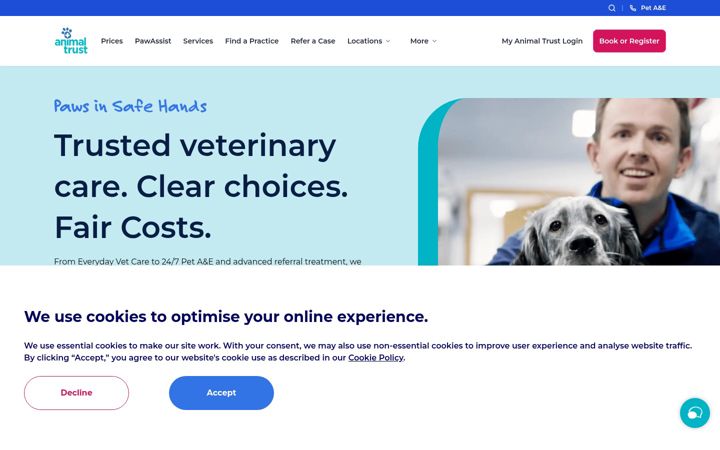Screenshot of animaltrust.org.uk