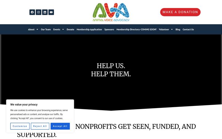 Screenshot stránky animalvoiceadvocacy.org