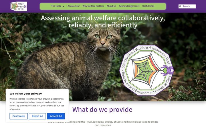 Zrzut ekranu animalwelfareassessment.stir.ac.uk