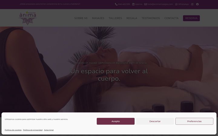 Screenshot van animamasajes.com