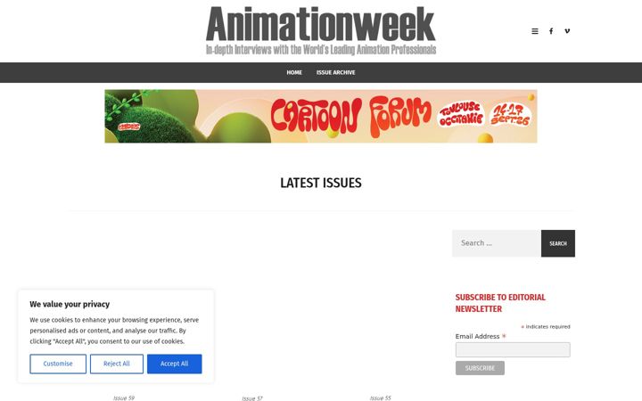Screenshot of animation-week.com