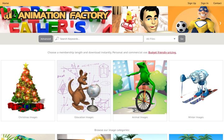 Screenshot of animationfactory.com