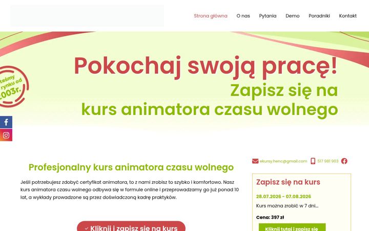 Skærmbillede af animatorczasuwolnego.pl