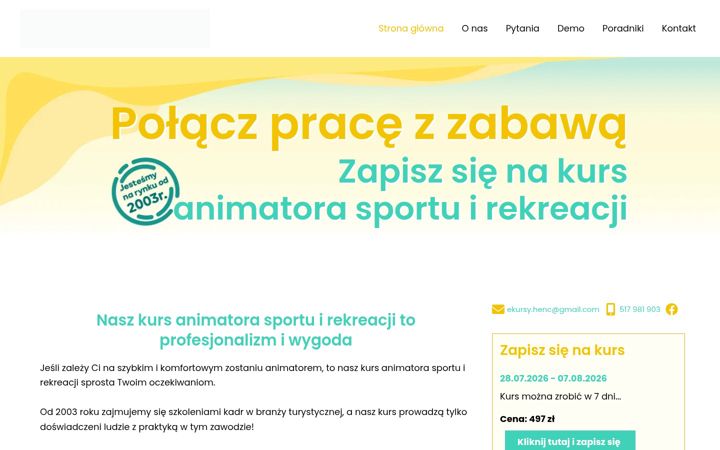 Skærmbillede af animatorsportuirekreacji.pl