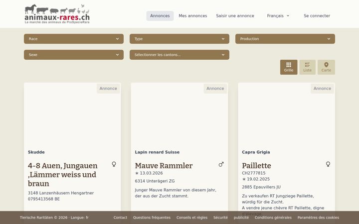 Screenshot of animaux-rares.ch