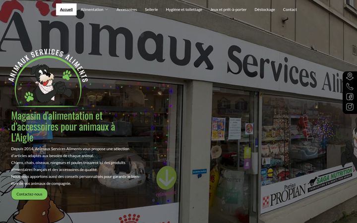 Screenshot of animaux-services-aliments.fr