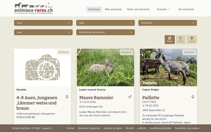 Screenshot of animauxrares.ch