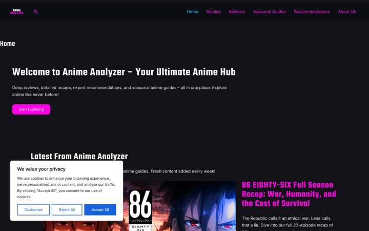 Screenshot of animeanalyzer.com
