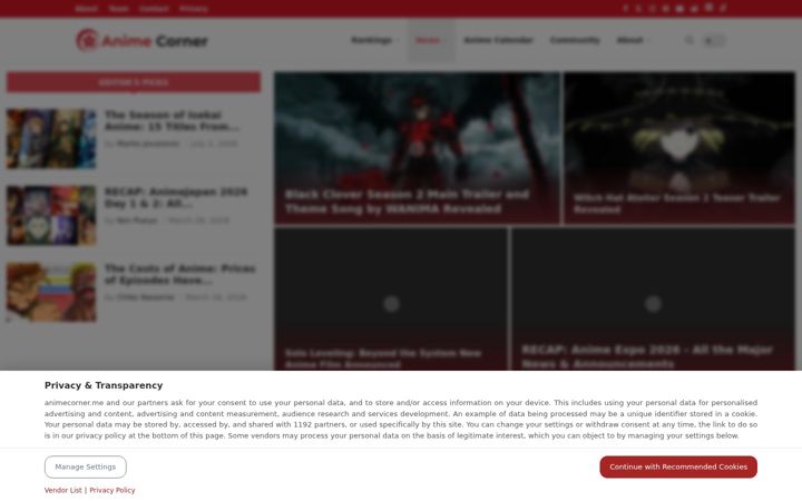 Screenshot of animecorner.me