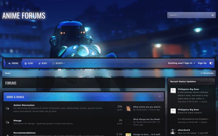 Captura de ecrã de animeforums.net