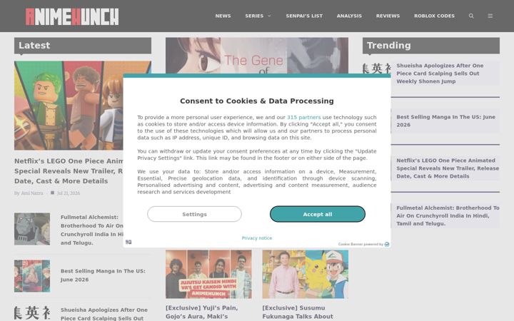 Screenshot of animehunch.com