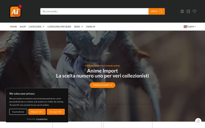 Екранна снимка на animeimport.it