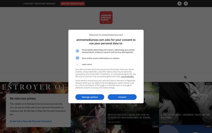 Screenshot of animemedianow.com