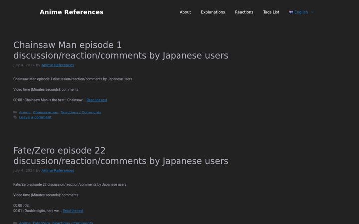 Screenshot of animereferences.com