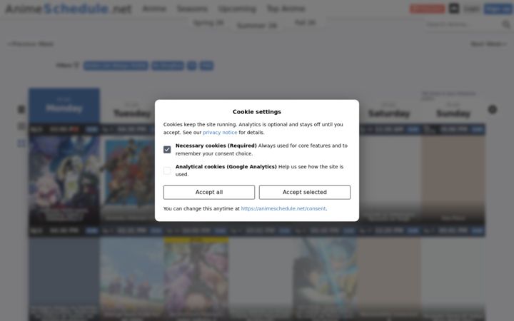 Screenshot of animeschedule.net